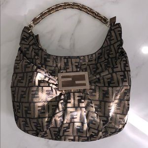 Fendi Metallic Zucca Jacquard Hobo
